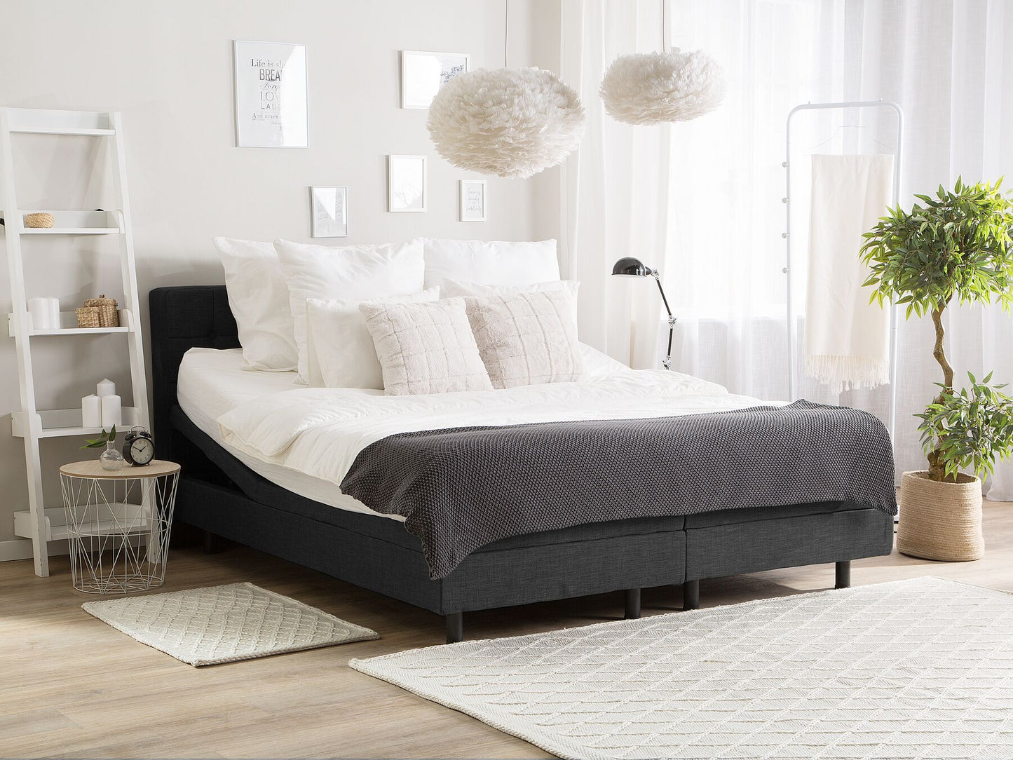 Cama articulada eléctrica de poliéster gris oscuro 160 x 200 cm