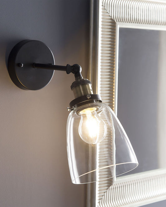 Conjunto de 2 lámparas de pared de vidrio negras