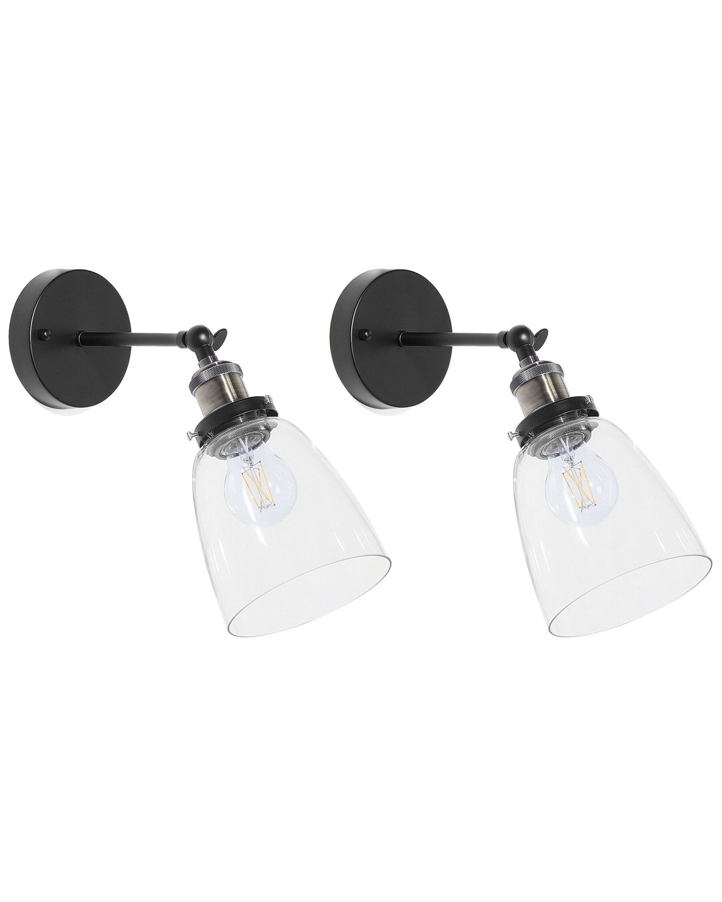 Conjunto de 2 lámparas de pared de vidrio negras