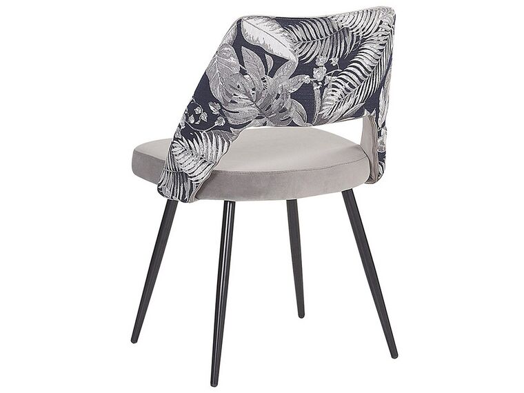 Conjunto de 2 sillas de comedor de terciopelo gris claro/negro