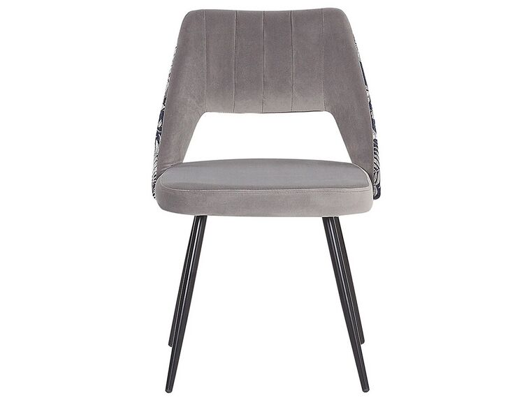 Conjunto de 2 sillas de comedor de terciopelo gris claro/negro