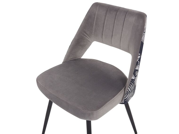 Conjunto de 2 sillas de comedor de terciopelo gris claro/negro