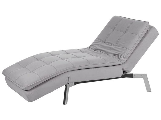Chaise longue de terciopelo gris claro