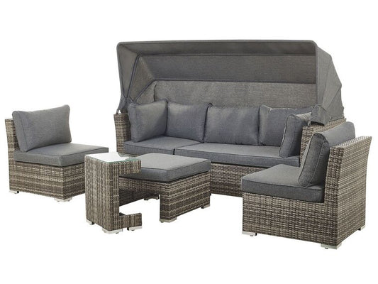Conjunto de jardín 6 plazas modular gris