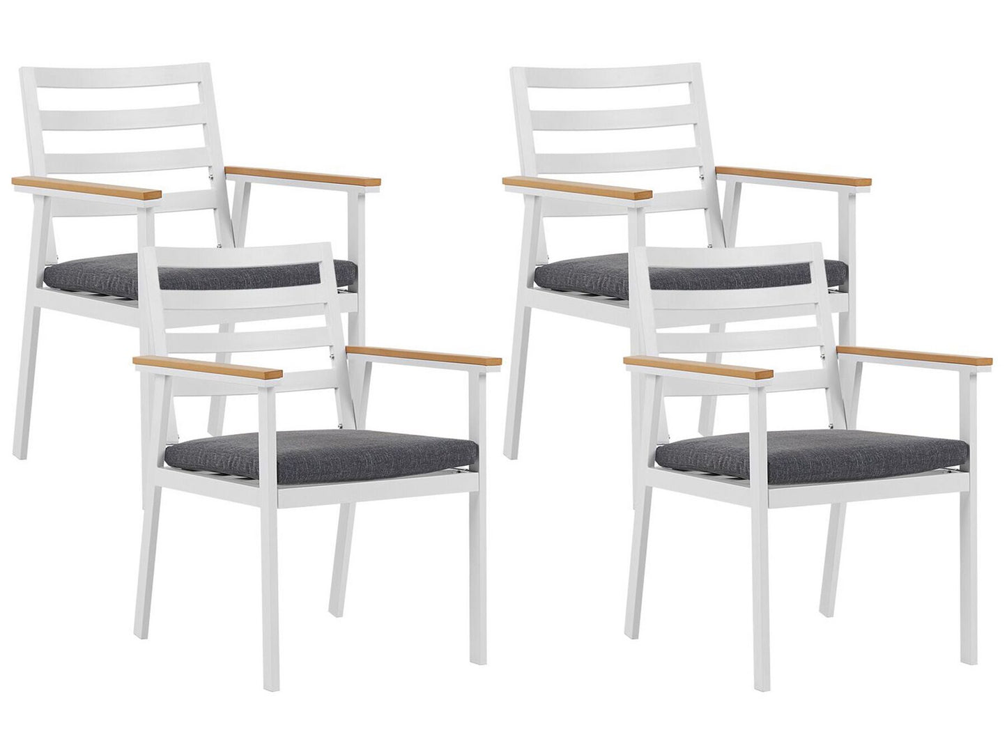 Conjunto de 4 sillas de jardín de metal blanco/gris oscuro