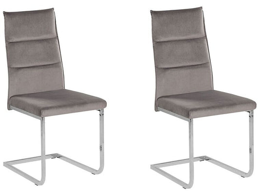 Conjunto de 2 sillas de comedor de terciopelo gris