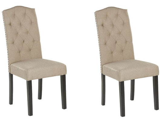 Conjunto de 2 sillas de comedor de poliéster beige arena