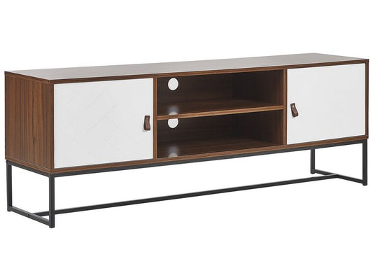 Mueble TV madera oscura/blanco