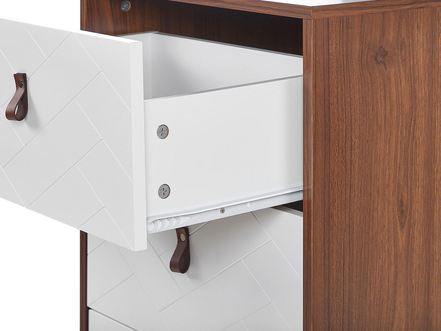 Cómoda madera oscura/blanco