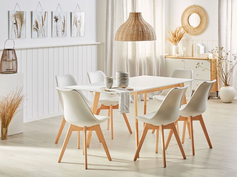 Mesa de comedor extensible blanco/madera clara