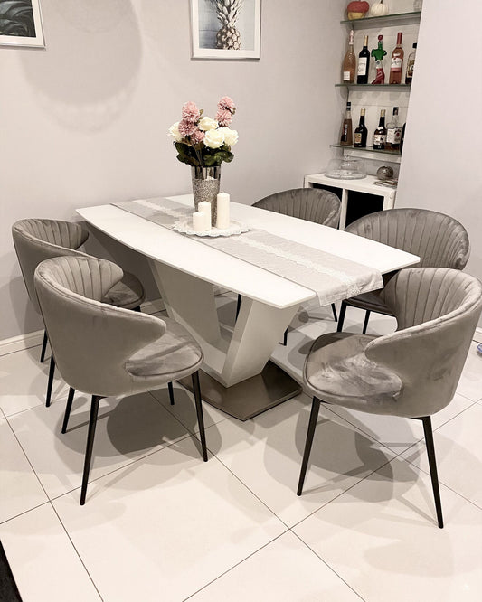 Conjunto de 2 sillas de comedor de terciopelo gris/negro