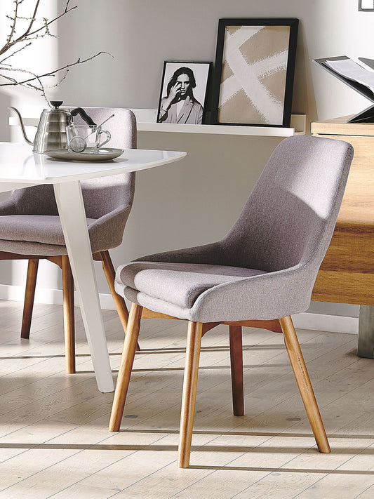 Conjunto de 2 Silla de comedor Tejido Gris pardo