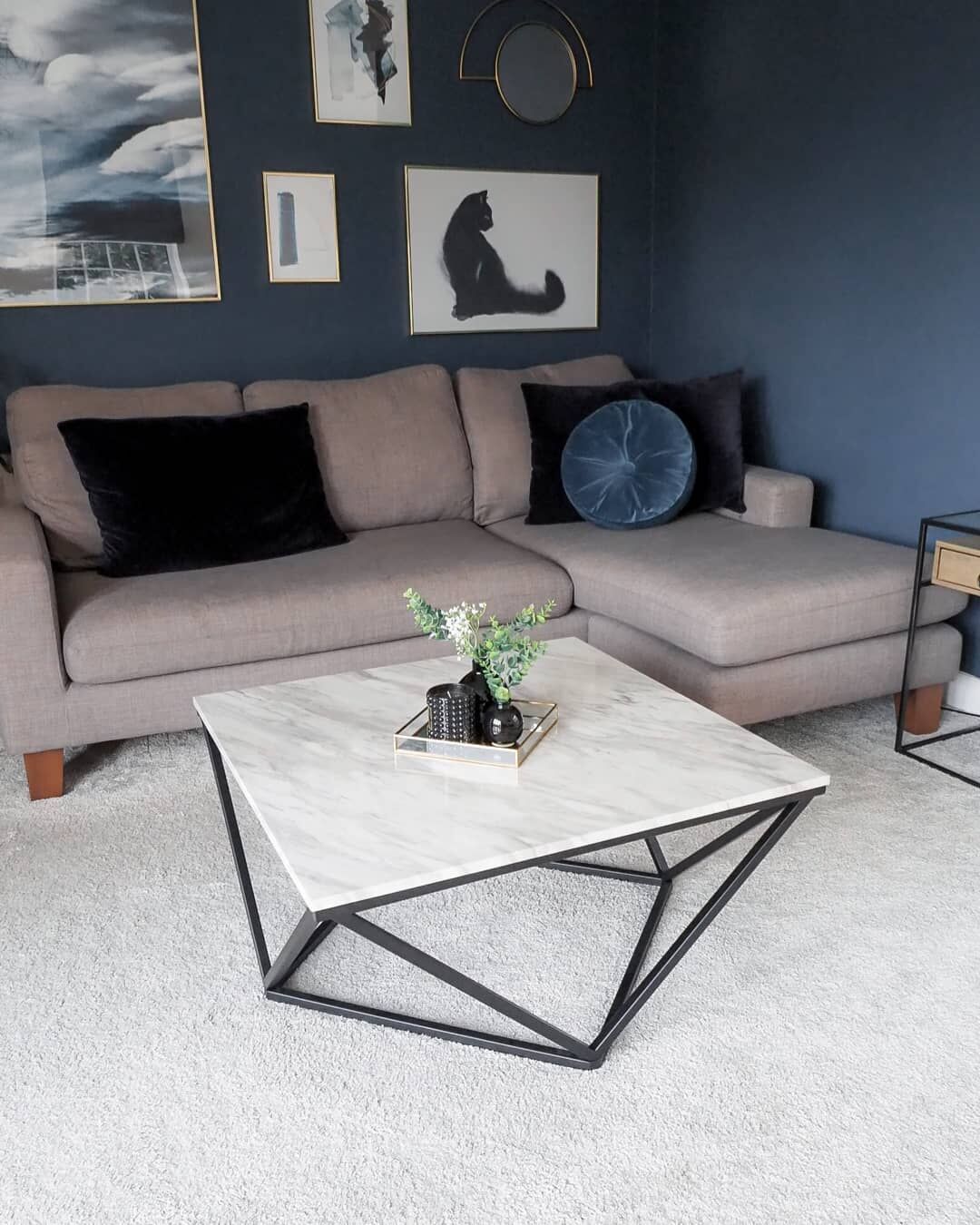 Mesa de centro MDF Efecto mármol Beige