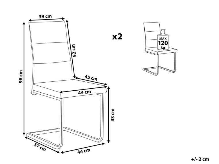 Conjunto de 2 sillas de comedor de terciopelo gris