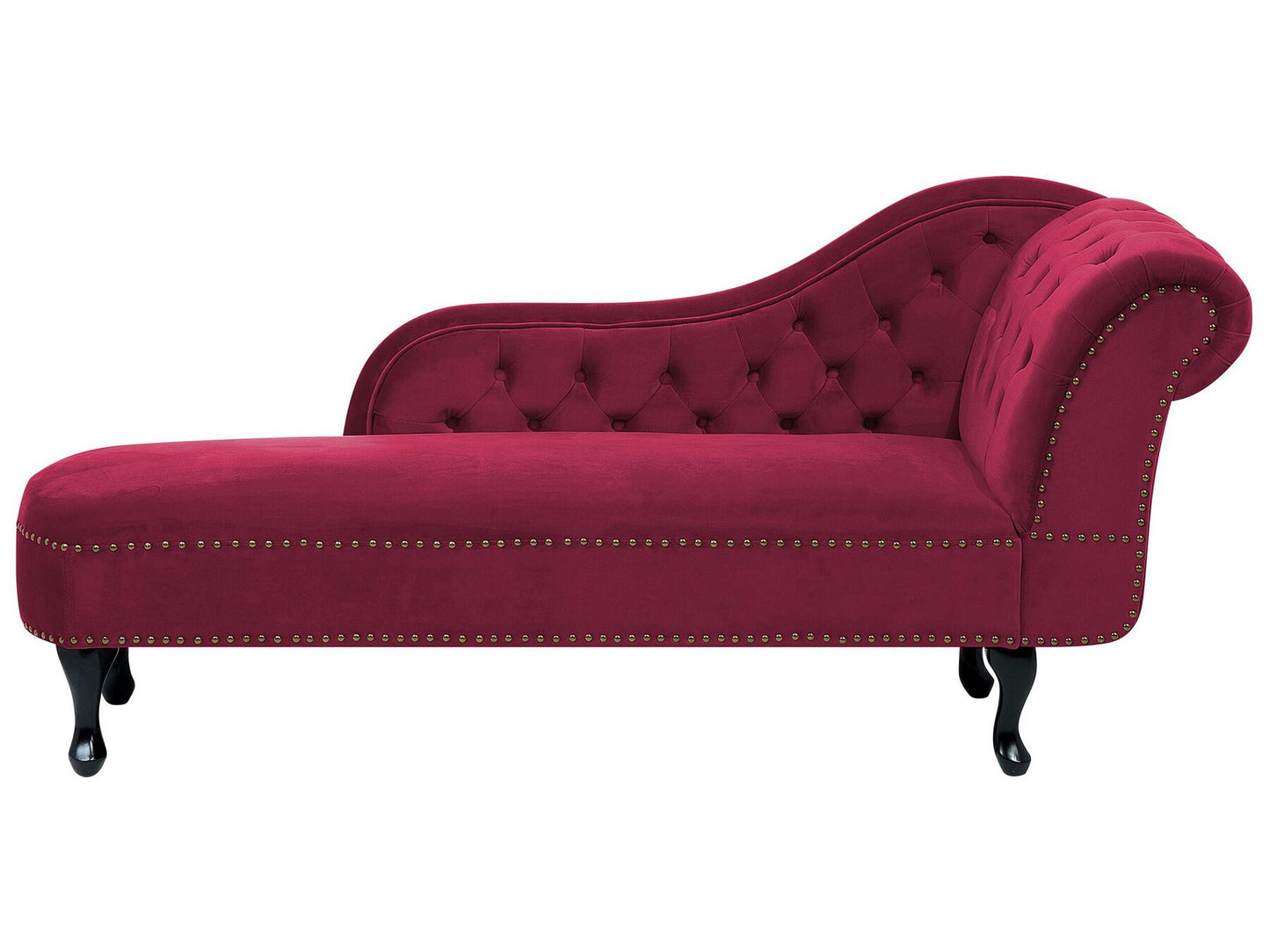 Chaise longue de terciopelo borgoña derecho