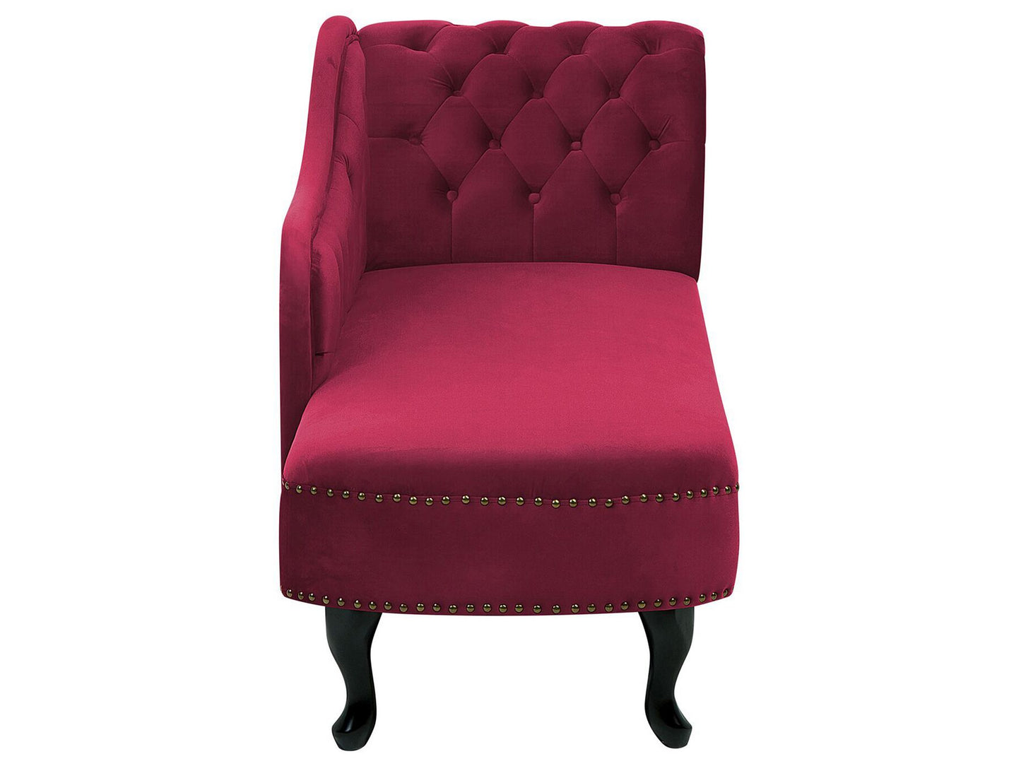 Chaise longue de terciopelo borgoña derecho