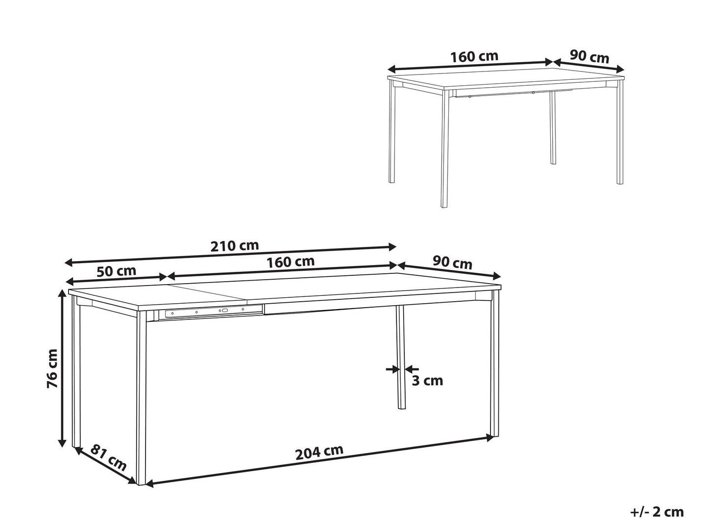 Mesa de comedor extensible negra