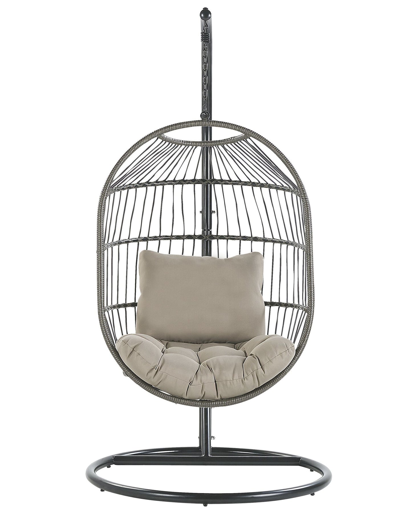 Silla colgante con soporte de ratán gris pardo/negro