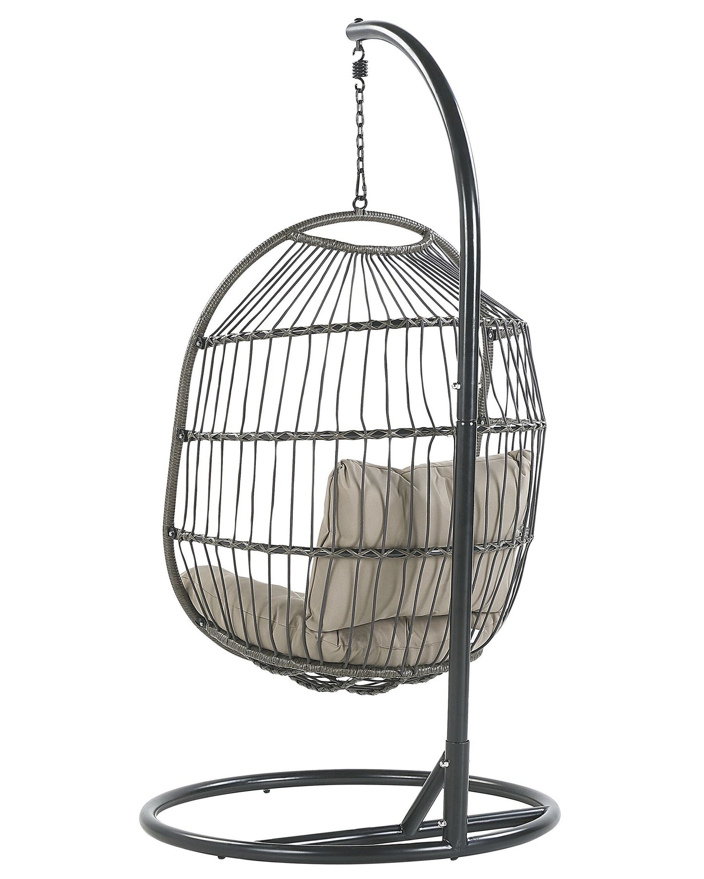 Silla colgante con soporte de ratán gris pardo/negro