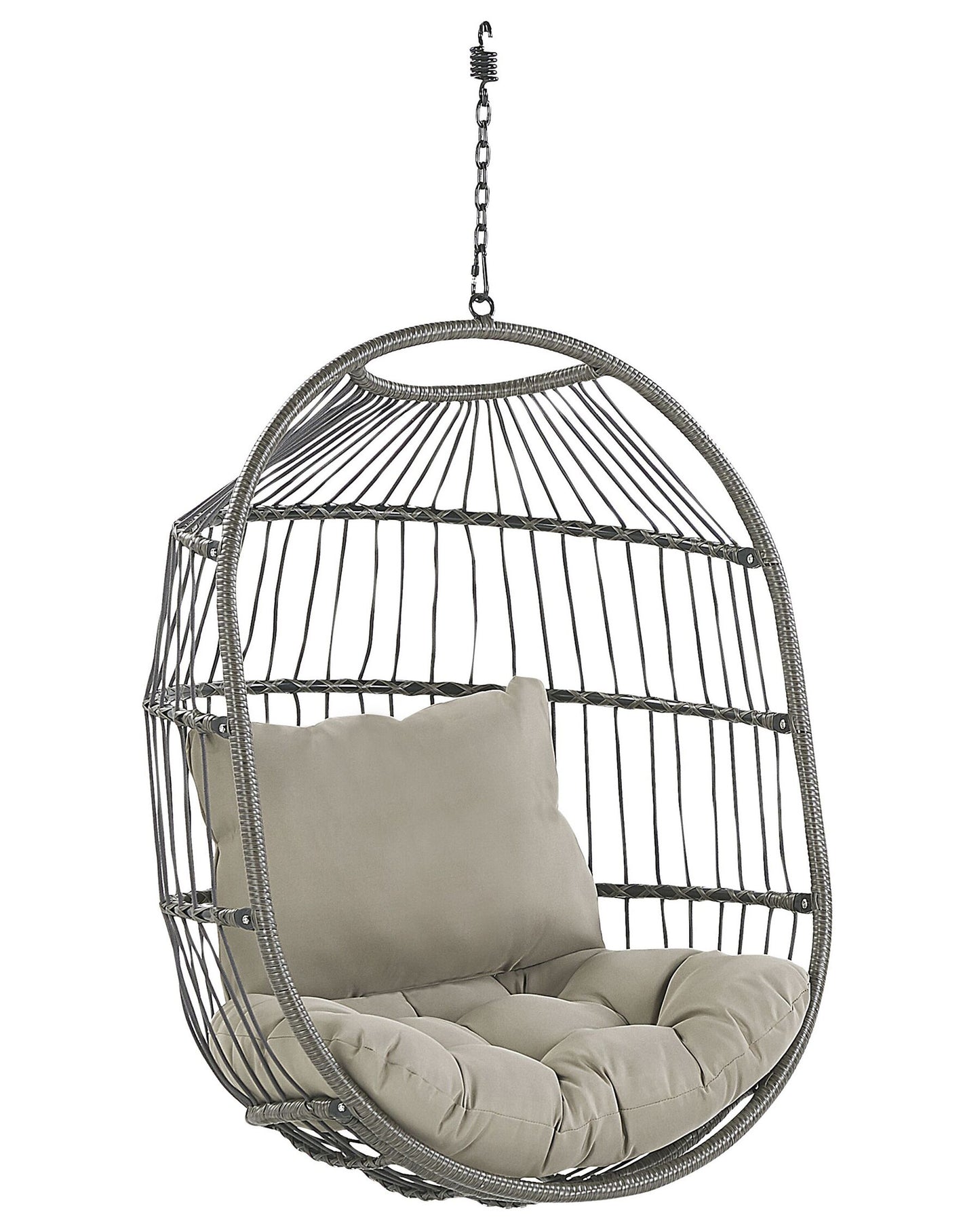 Silla colgante con soporte de ratán gris pardo/negro