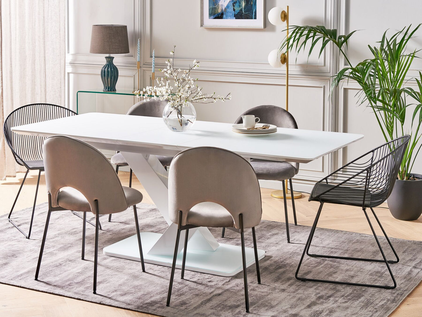 Mesa de Comedor Extensible Blanca 160/200 x 90 cm