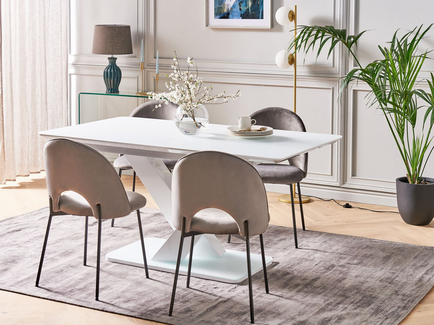 Mesa de Comedor Extensible Blanca 160/200 x 90 cm