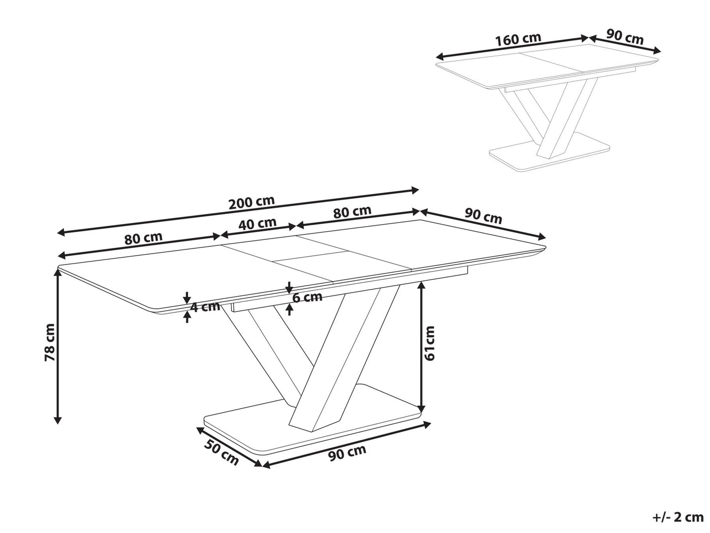 Mesa de Comedor Extensible Blanca 160/200 x 90 cm