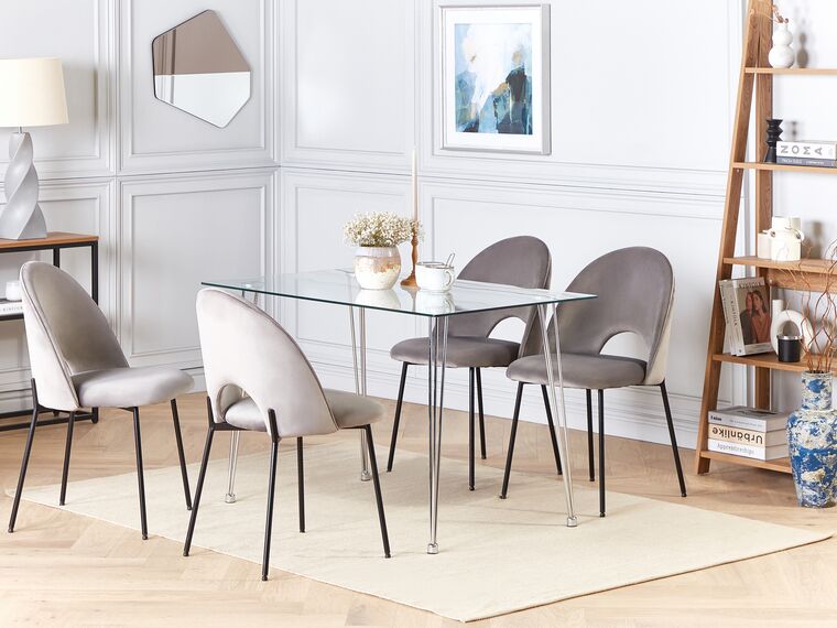 Mesa de comedor de vidrio templado plateado 120 x 70 cm