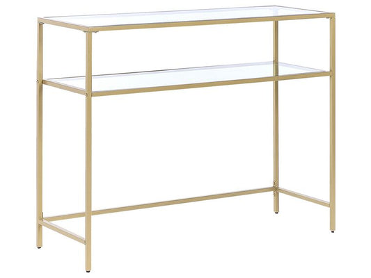 Consola de vidrio templado transparente/dorado