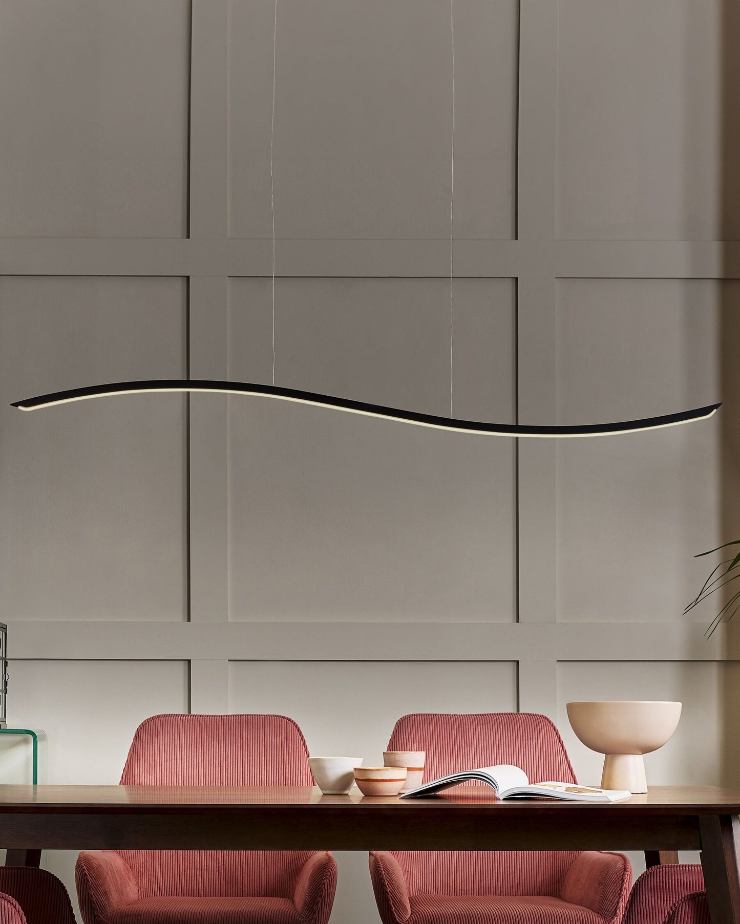 Lámpara de techo LED de metal negro 120 cm