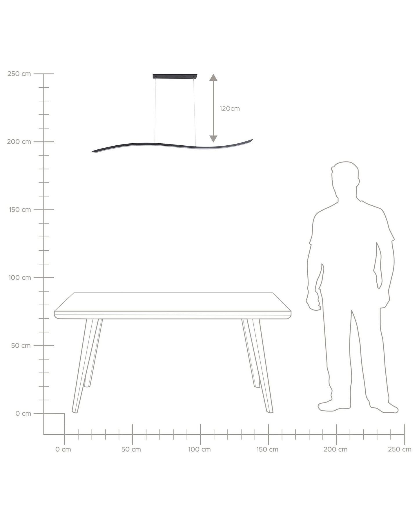 Lámpara de techo LED de metal negro 120 cm