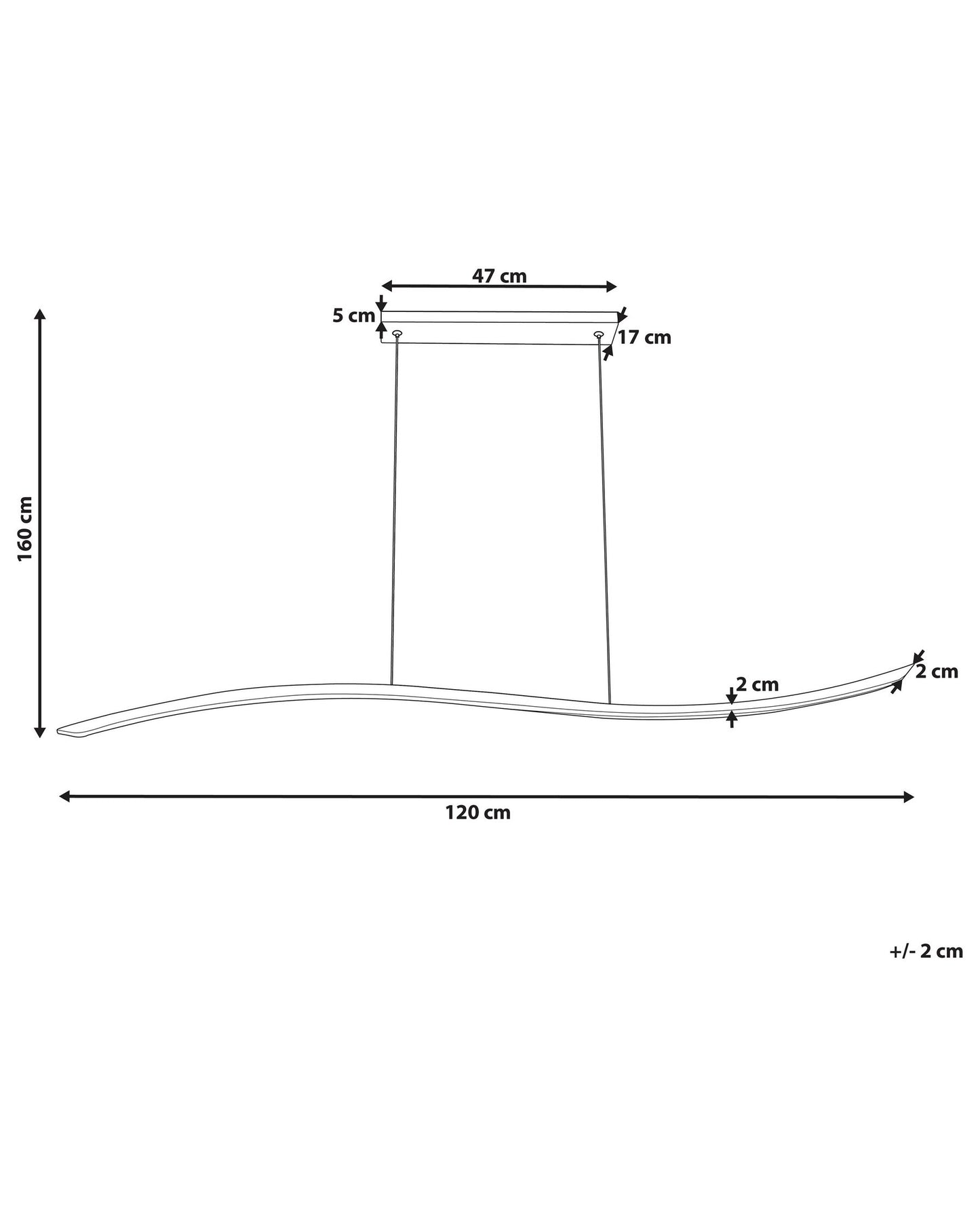 Lámpara de techo LED de metal negro 120 cm