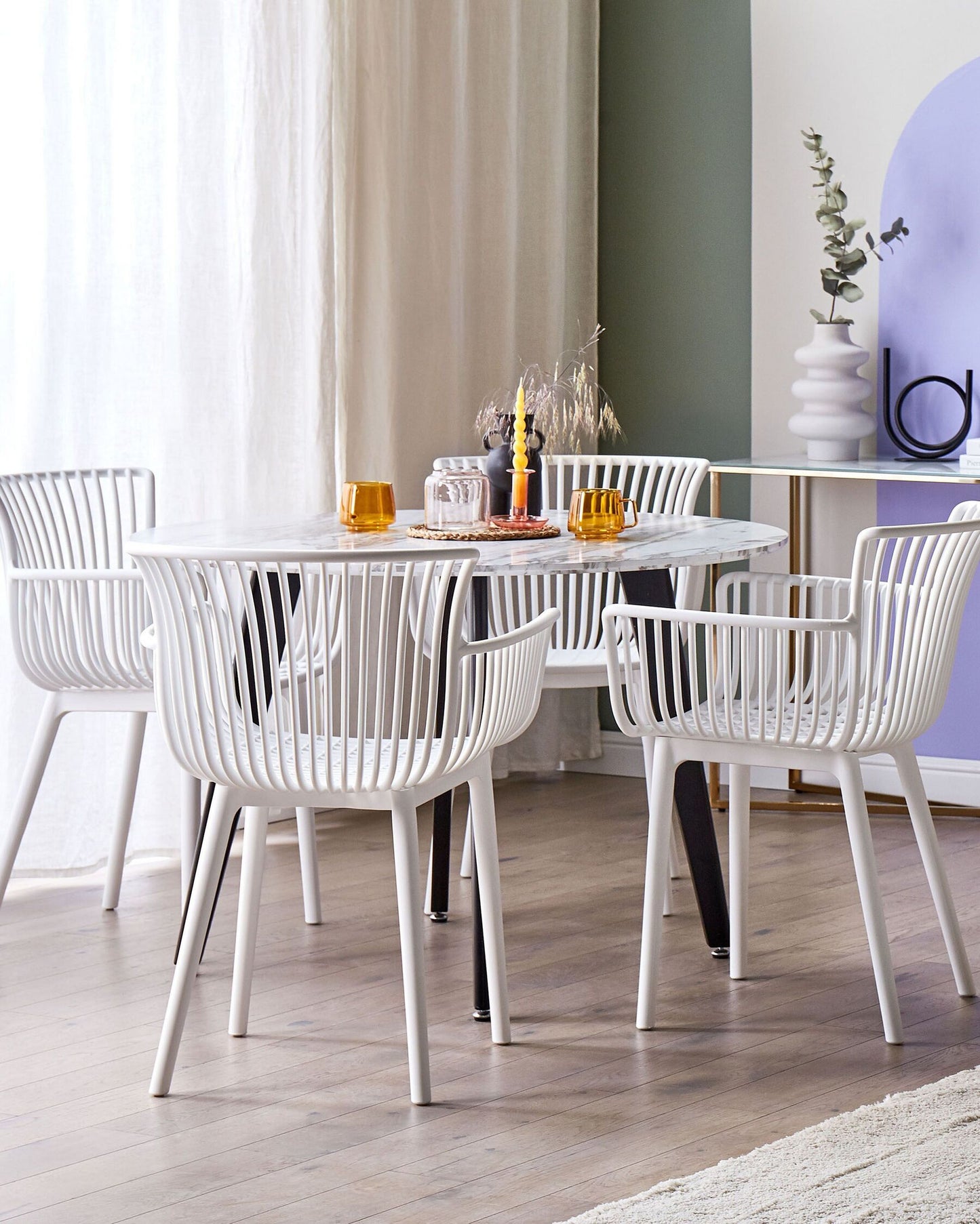 Conjunto de 4 sillas de jardín Material sintético Blanco