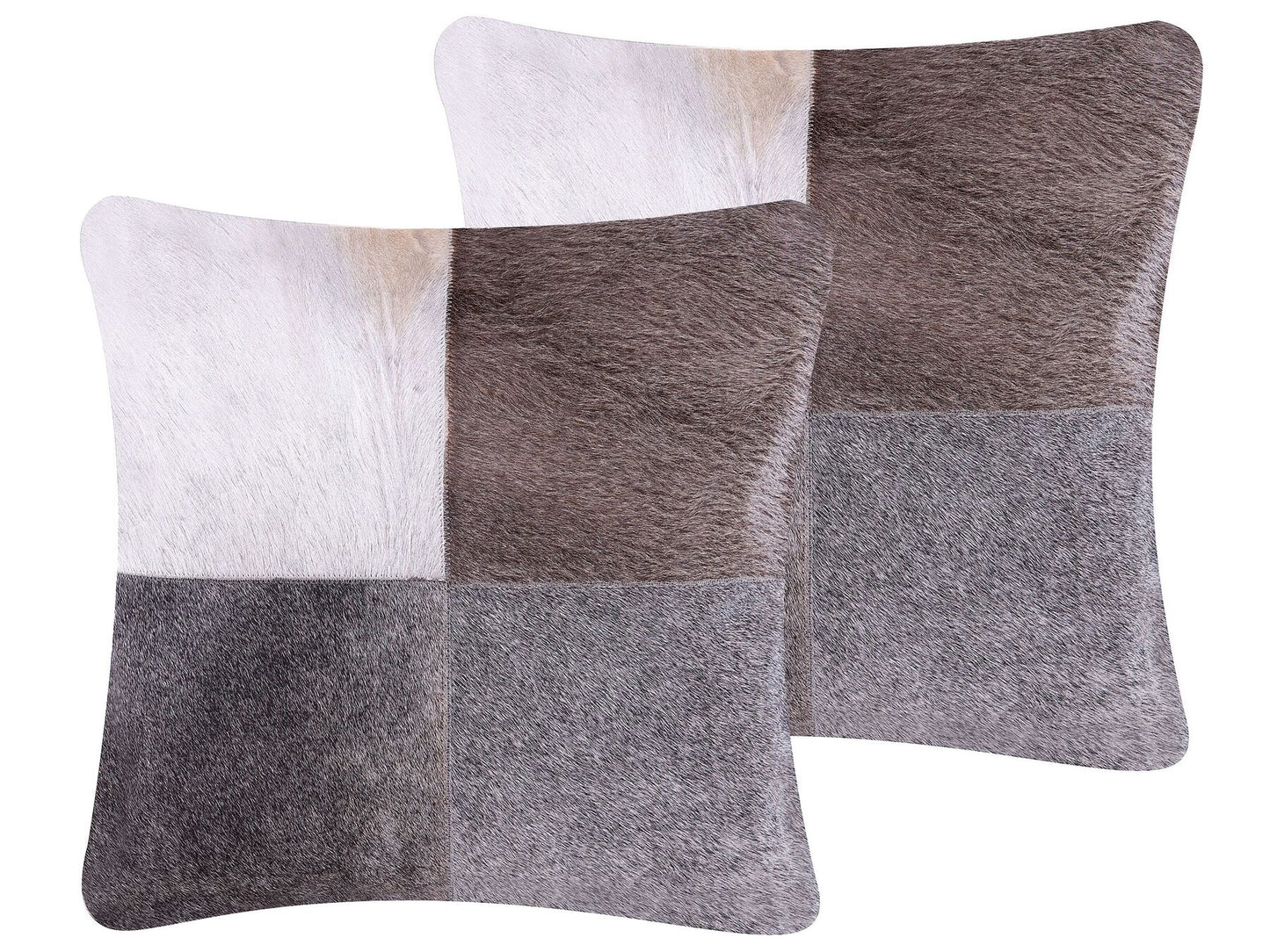Conjunto de 2 cojines de piel/algodón gris 45 x 45 cm