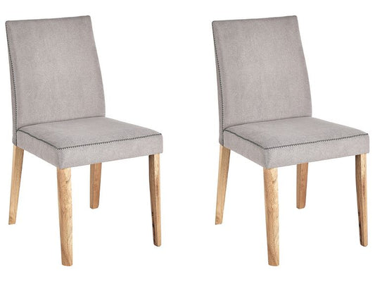 Conjunto de 2 sillas de poliéster gris claro/madera clara