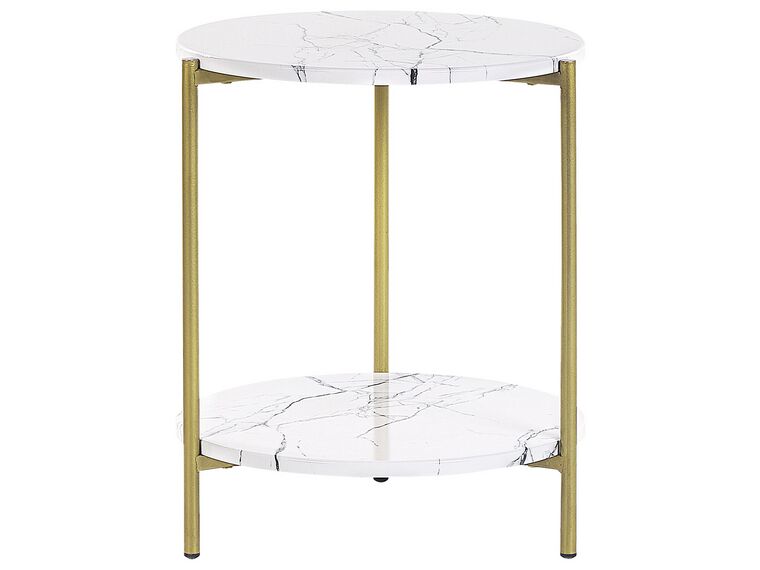 Mesa auxiliar efecto mármol blanco/dorado