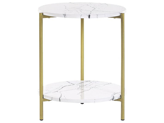 Mesa auxiliar efecto mármol blanco/dorado