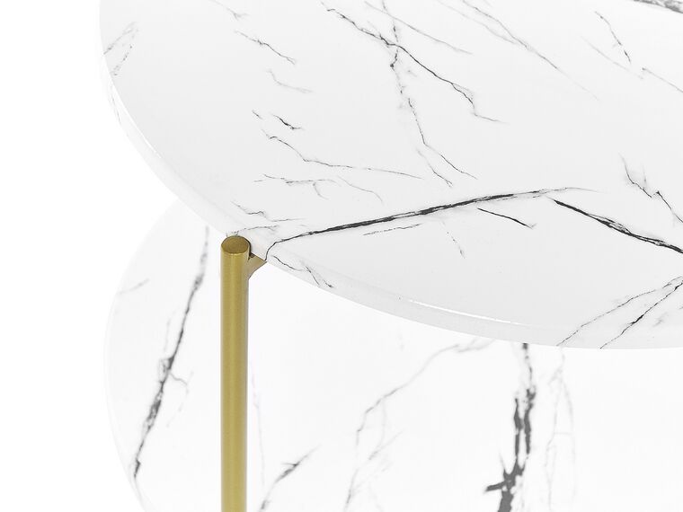 Mesa auxiliar efecto mármol blanco/dorado