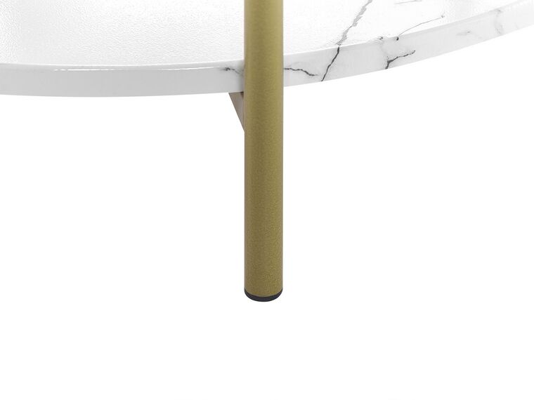 Mesa auxiliar efecto mármol blanco/dorado