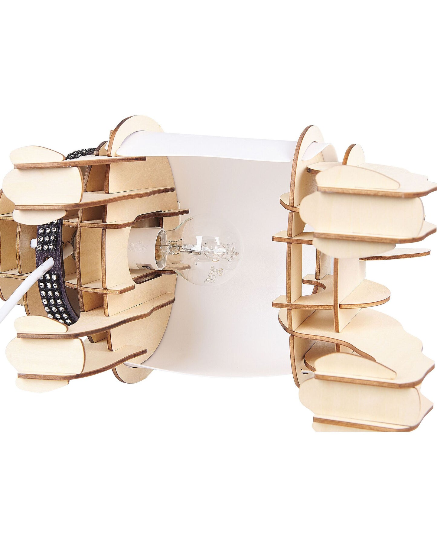 Lámpara de mesa madera clara/blanco 22 cm