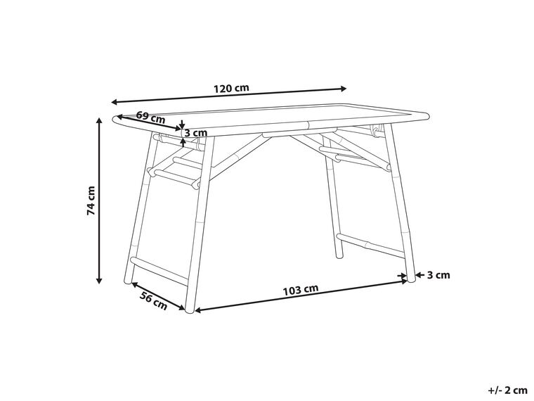 Mesa de jardín de madera de bambú clara