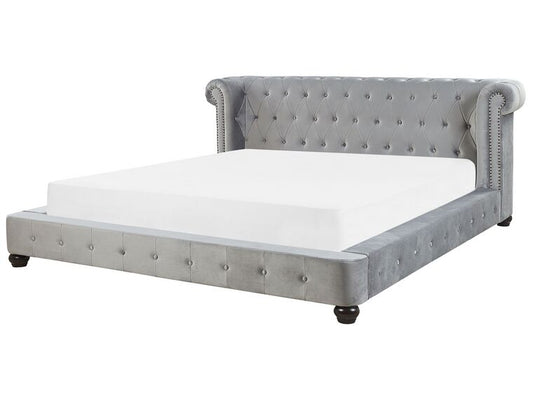 Cama de agua de terciopelo gris claro