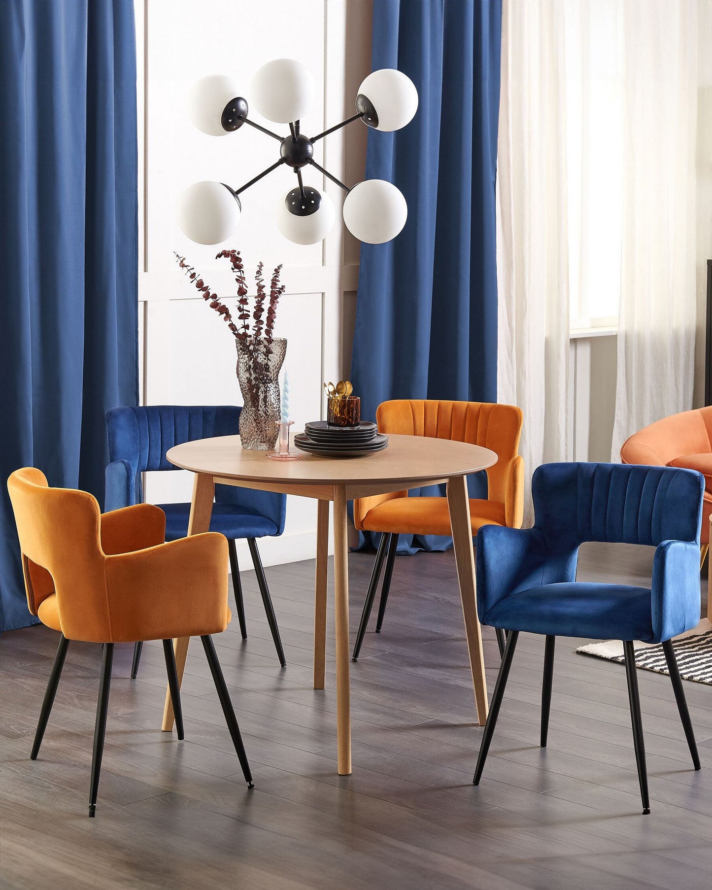 Conjunto de 2 Sillas de comedor Terciopelo Azul marino