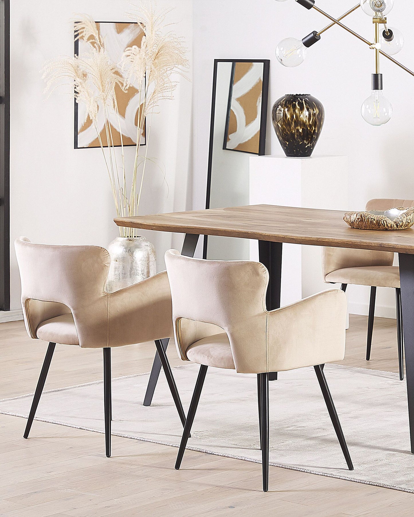 Conjunto de 2 Silla de comedor de Terciopelo Gris pardo