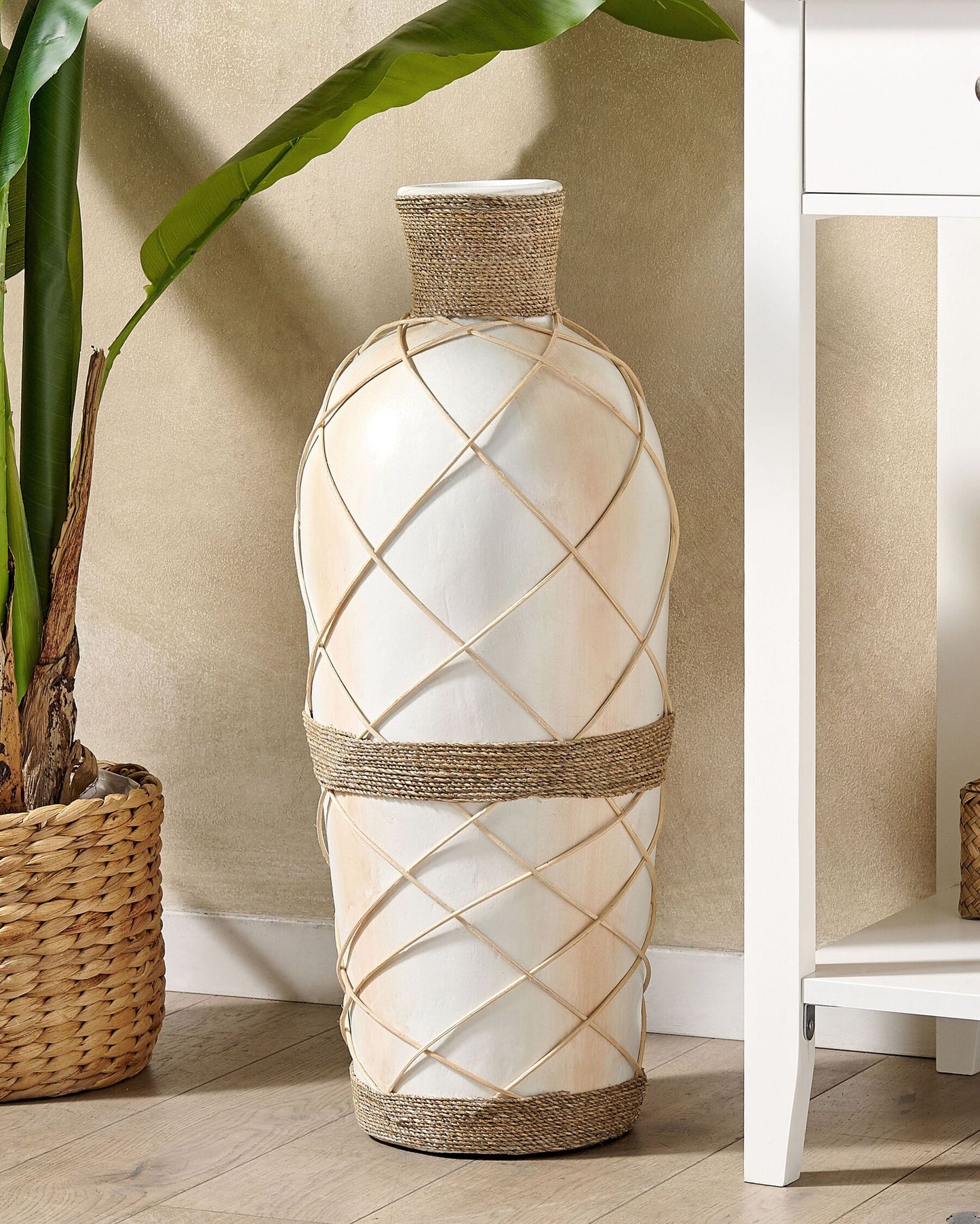 Jarrón decorativo hecho a mano Cerámica Beige claro
