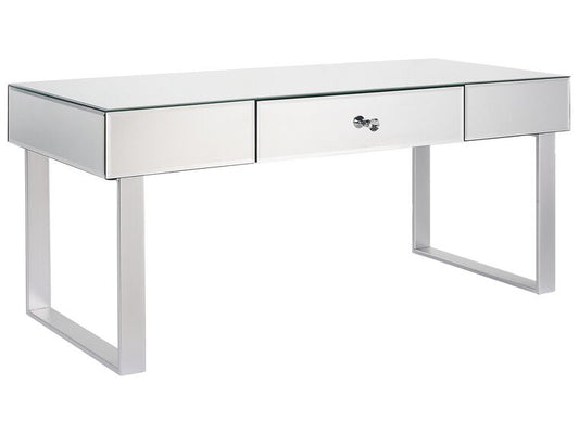 Mesa de centro de vidrio plateado