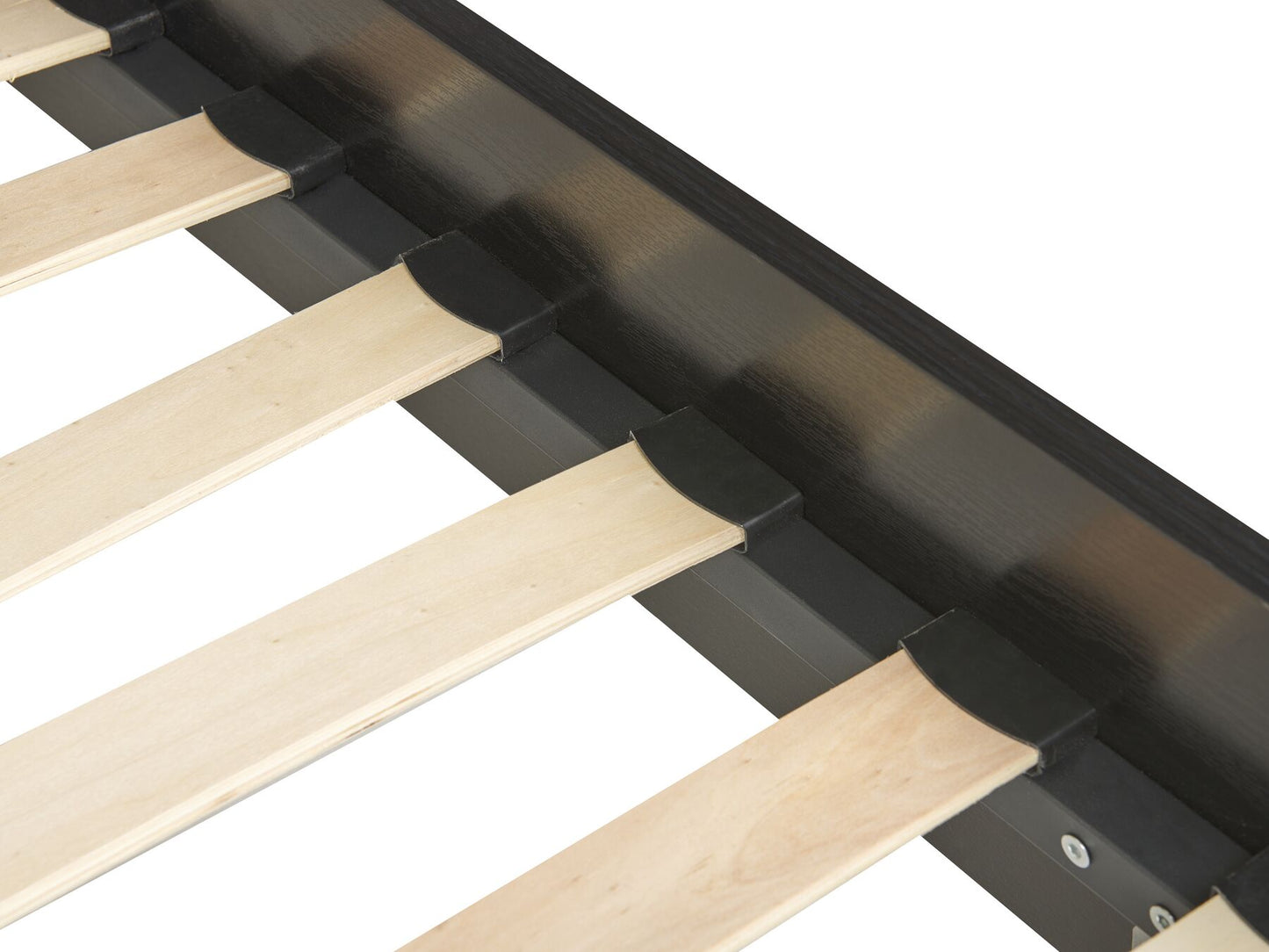 Cama con somier negro/madera clara 180 x 200 cm