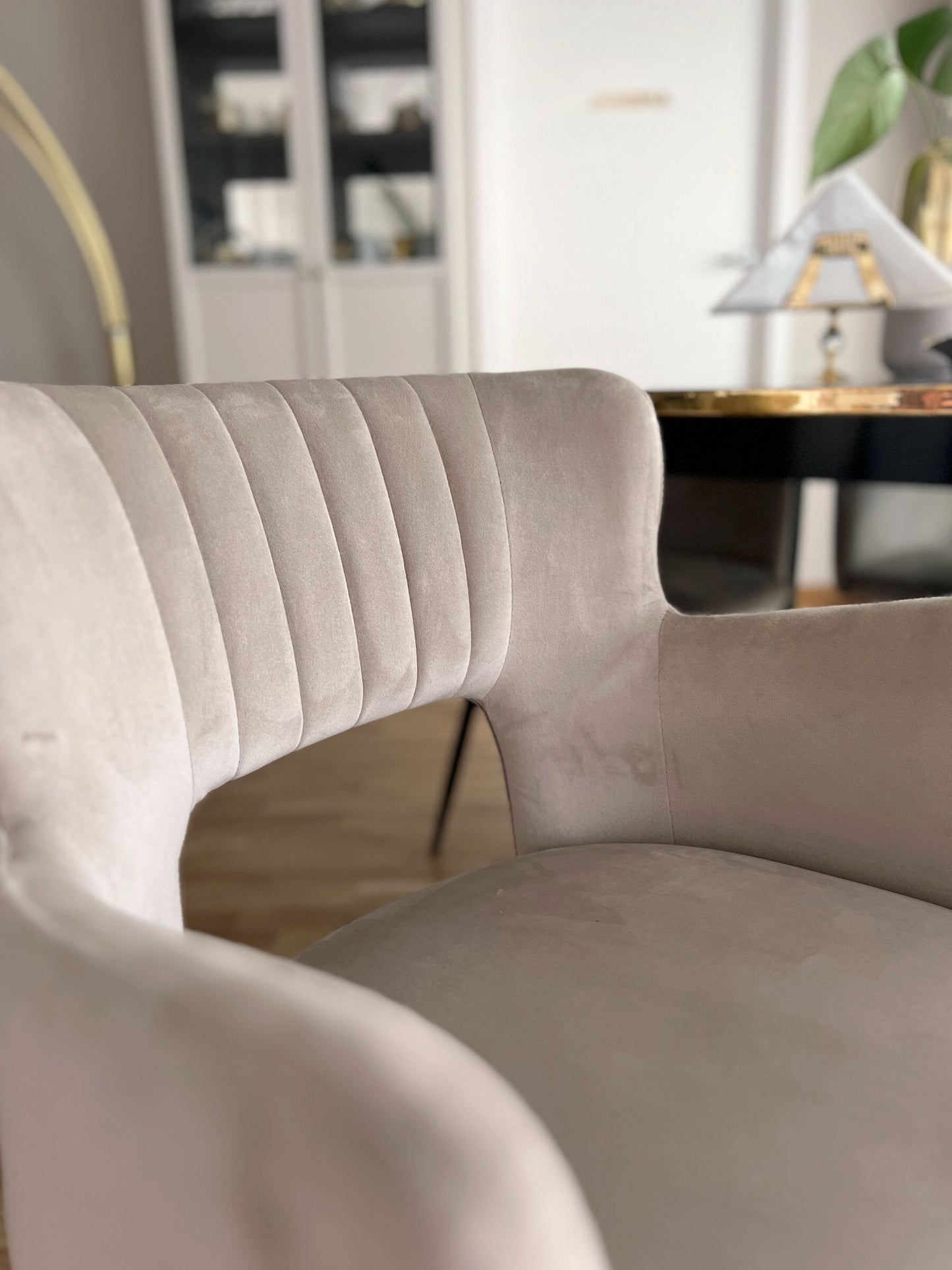 Conjunto de 2 Silla de comedor de Terciopelo Gris pardo