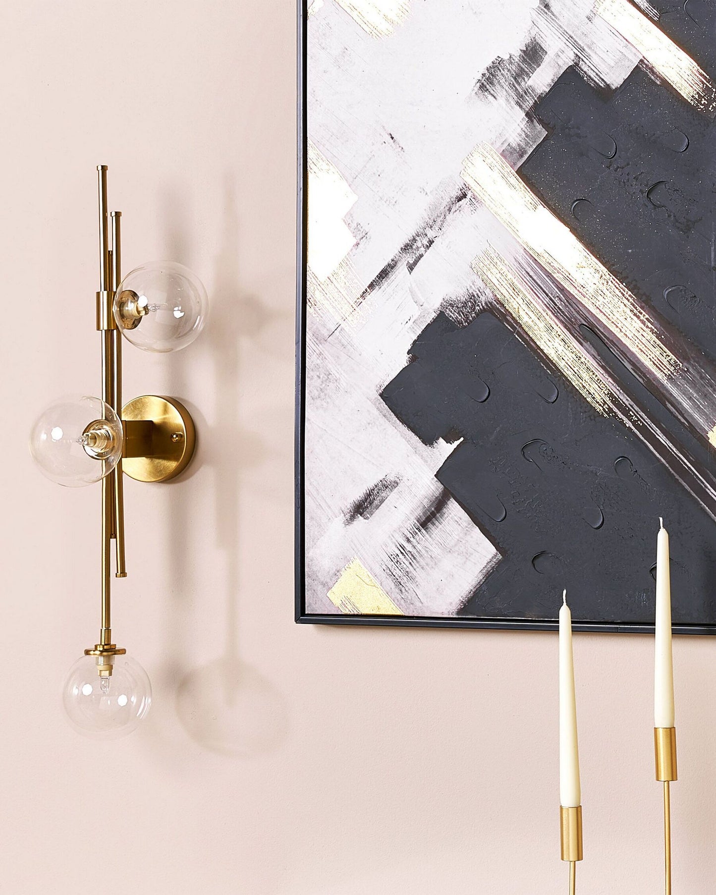 Lámpara de pared de metal dorado 75 cm