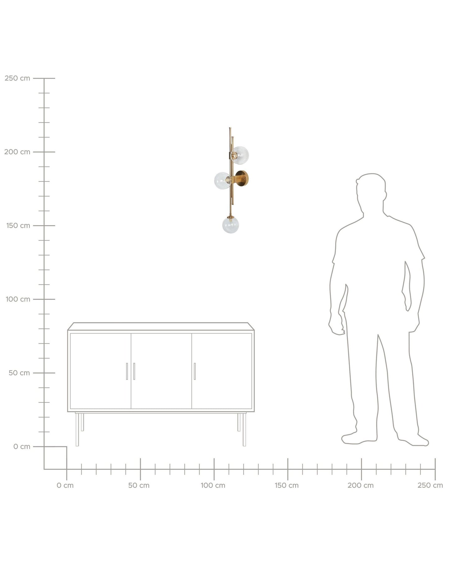 Lámpara de pared de metal dorado 75 cm